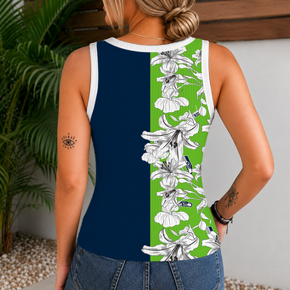 [SPECIAL OFFER] NEW CUSTOMIZED NFL06 SSH SEATTLE SEAHAWKS WOMEN'S V-NECK TANK TOP