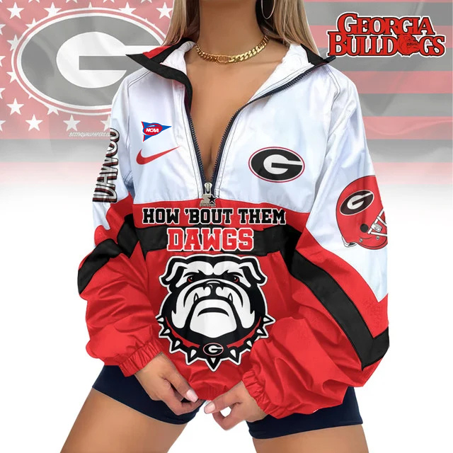 LIMITED EDITION - NEW CUSTOMIZED FBS NCAA06 GEB GE BULLGOGS V-NECK ZIPPER SWEATSHIRT JACKET