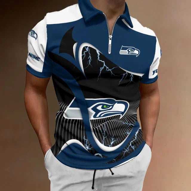 [SPECIAL OFFER] NEW CUSTOMIZED NFL06 SSH SEATTLE SEAHAWKS ZIP POLO SHIRT
