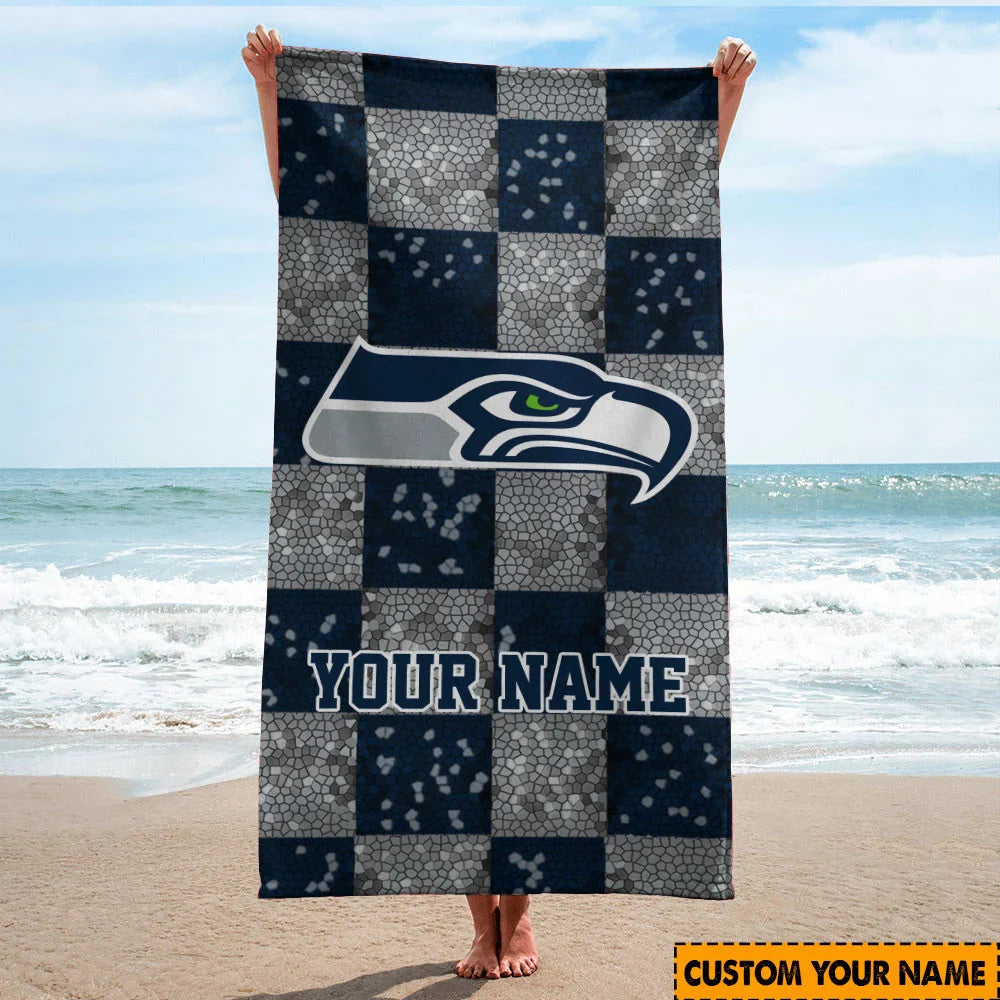 [SPECIAL OFFER] NEW CUSTOMIZED NFL06 SSH SEATTLE SEAHAWKS BEACH TOWEL