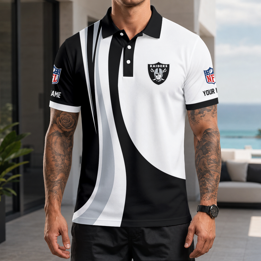 [SPECIAL OFFER] NEW CUSTOMIZED NFL07 LVR LAS VEGAS RAIDERS POLO SHIRT