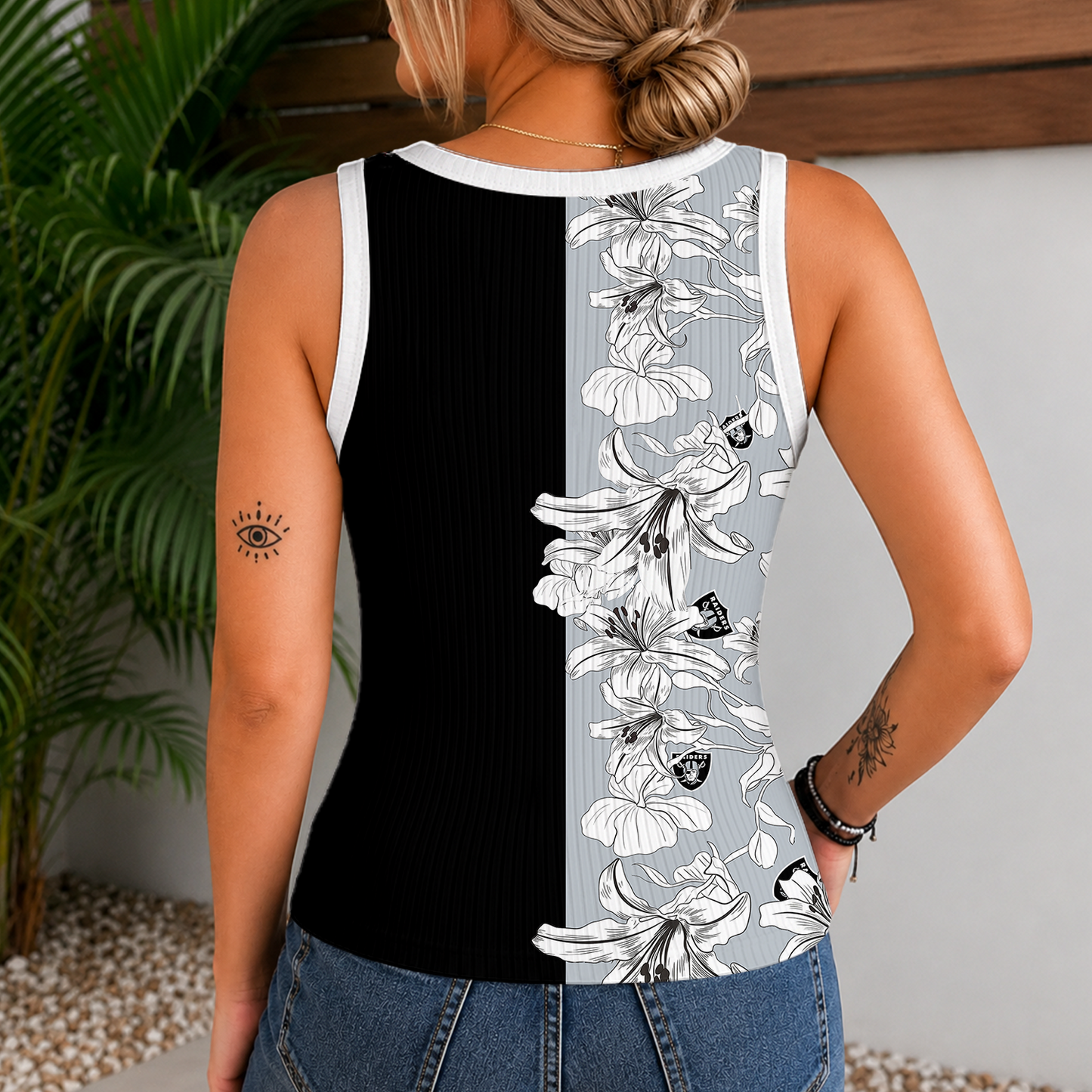 [SPECIAL OFFER] NEW CUSTOMIZED NFL07 LVR LAS VEGAS RAIDERS WOMEN'S V-NECK TANK TOP