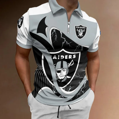 [SPECIAL OFFER] NEW CUSTOMIZED NFL07 LVR LAS VEGAS RAIDERS ZIP POLO SHIRT