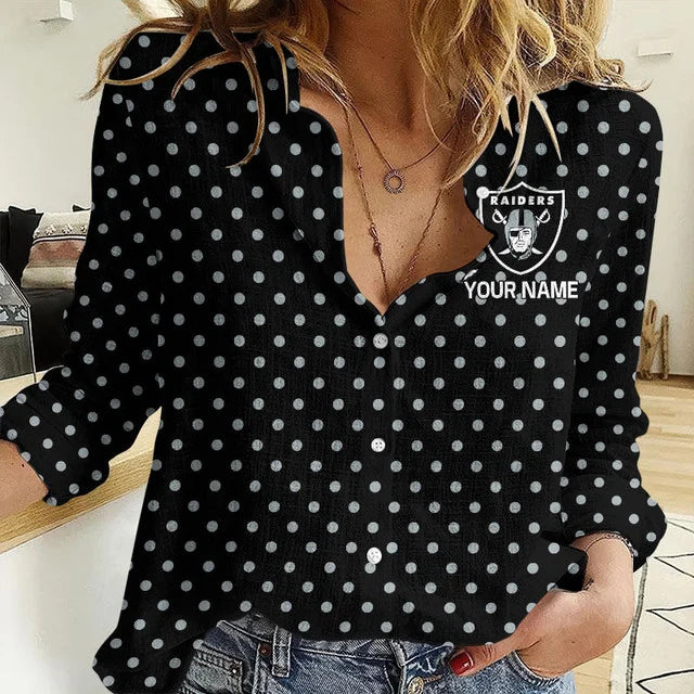 [SPECIAL OFFER] NEW CUSTOMIZED NFL07 LVR LAS VEGAS RAIDERS WOMEN CASUAL SHIRT