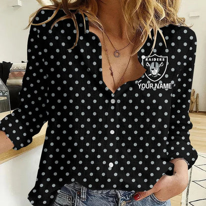 [SPECIAL OFFER] NEW CUSTOMIZED NFL07 LVR LAS VEGAS RAIDERS WOMEN CASUAL SHIRT