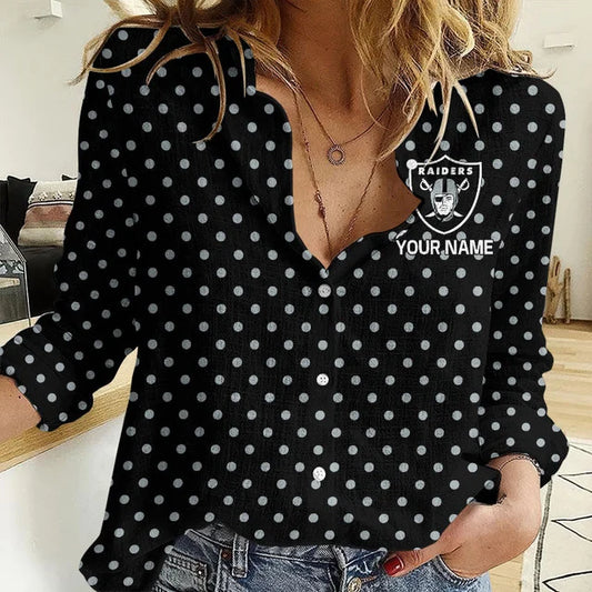 [SPECIAL OFFER] NEW CUSTOMIZED NFL07 LVR LAS VEGAS RAIDERS WOMEN CASUAL SHIRT