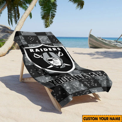 [SPECIAL OFFER] NEW CUSTOMIZED NFL07 LVR LAS VEGAS RAIDERS BEACH TOWEL