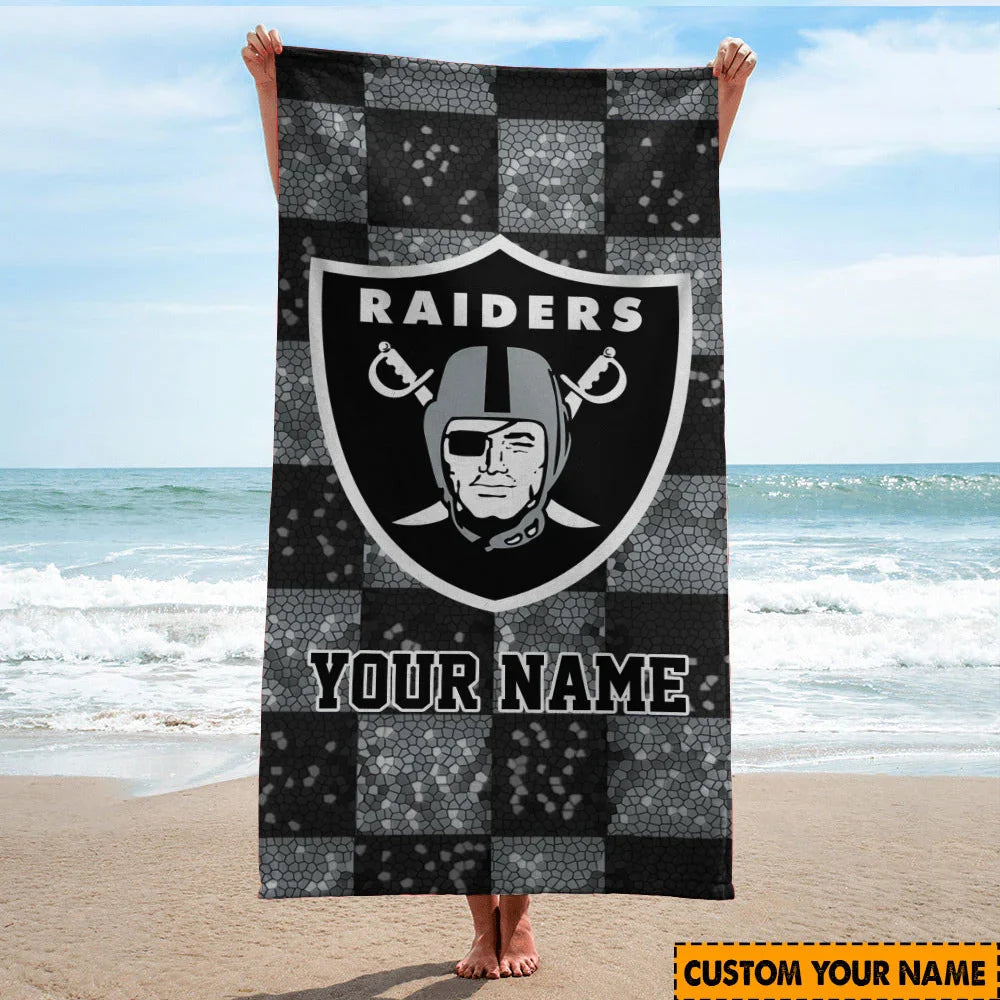 [SPECIAL OFFER] NEW CUSTOMIZED NFL07 LVR LAS VEGAS RAIDERS BEACH TOWEL