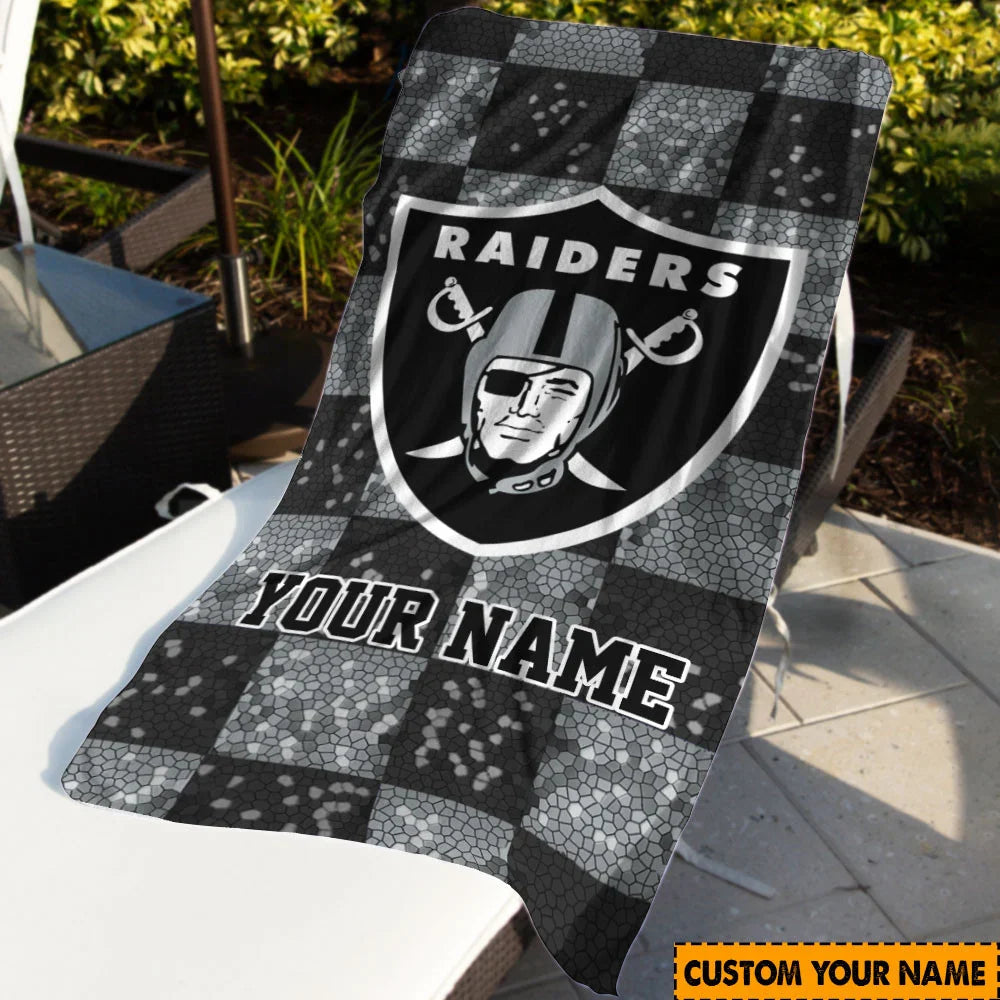 [SPECIAL OFFER] NEW CUSTOMIZED NFL07 LVR LAS VEGAS RAIDERS BEACH TOWEL