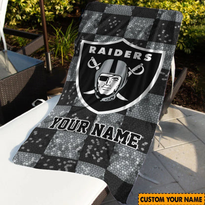 [SPECIAL OFFER] NEW CUSTOMIZED NFL07 LVR LAS VEGAS RAIDERS BEACH TOWEL