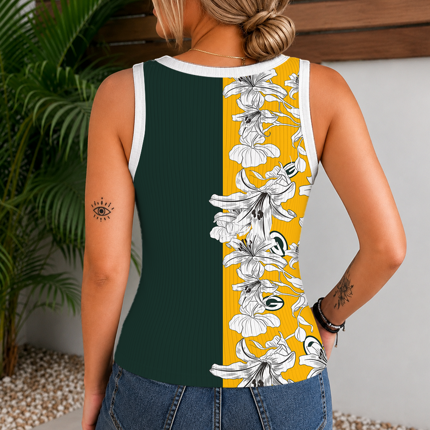 [SPECIAL OFFER] NEW CUSTOMIZED NFL08 GBP GREEN BAY PACKERS WOMEN'S V-NECK TANK TOP