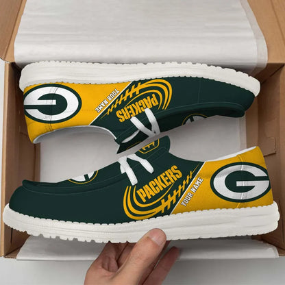 [SPECIAL OFFER] NEW CUSTOMIZED NFL08 GBP GREEN BAY PACKERS LOAFER SHOES