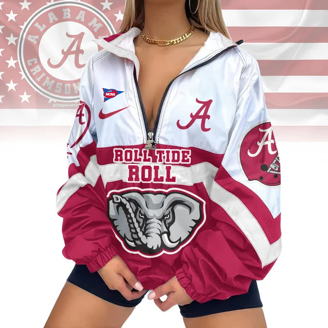 LIMITED EDITION - NEW CUSTOMIZED FBS NCAA08 ABC AB CRIMSON TIDE V-NECK ZIPPER SWEATSHIRT JACKET