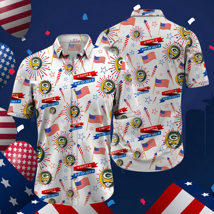 [SPECIAL OFFER] NEW CUSTOMIZED NFL08 GBP GREEN BAY PACKERS PATRIOTIC 250 USA HAWAIIAN SHIRT