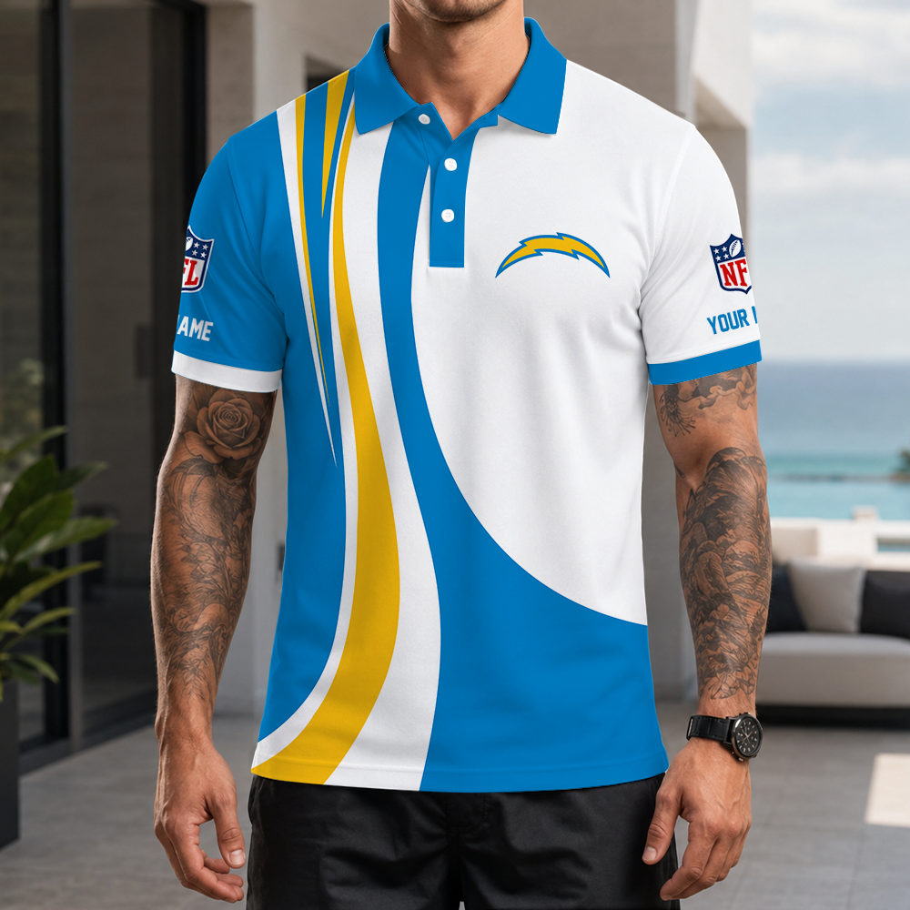 [SPECIAL OFFER] NEW CUSTOMIZED NFL09 LAC LOS ANGELES CHARGERS POLO SHIRT