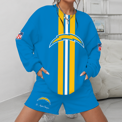 [SPECIAL OFFER] NEW CUSTOMIZED NFL09 LAC LOS ANGELES CHARGERS UNISEX SWEATSHIRT & SHORTS SET