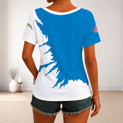 [SPECIAL OFFER] NEW CUSTOMIZED NFL09 LAC LOS ANGELES CHARGERS V-NECK FEMALE SHIRT