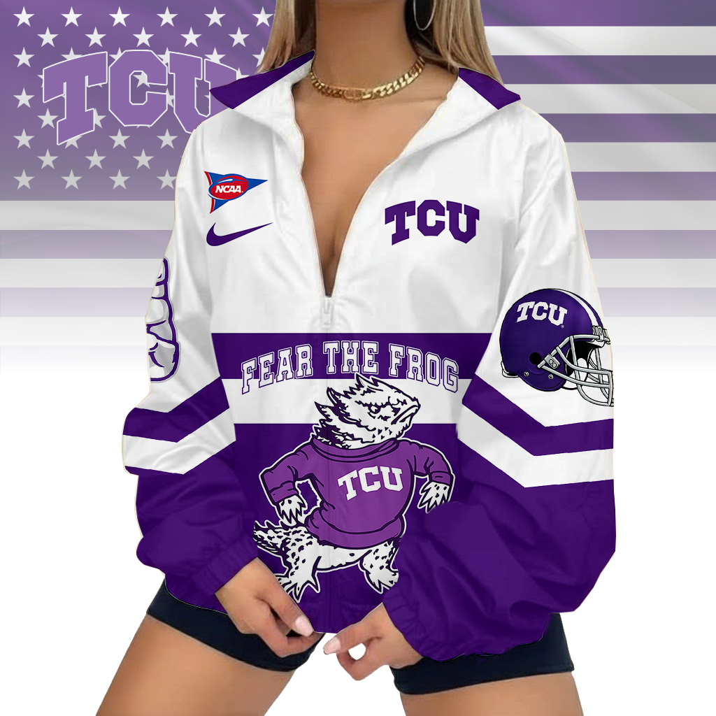 LIMITED EDITION - NEW CUSTOMIZED FBS NCAA09 THF TC HORNED FROGS V-NECK ZIPPER SWEATSHIRT JACKET