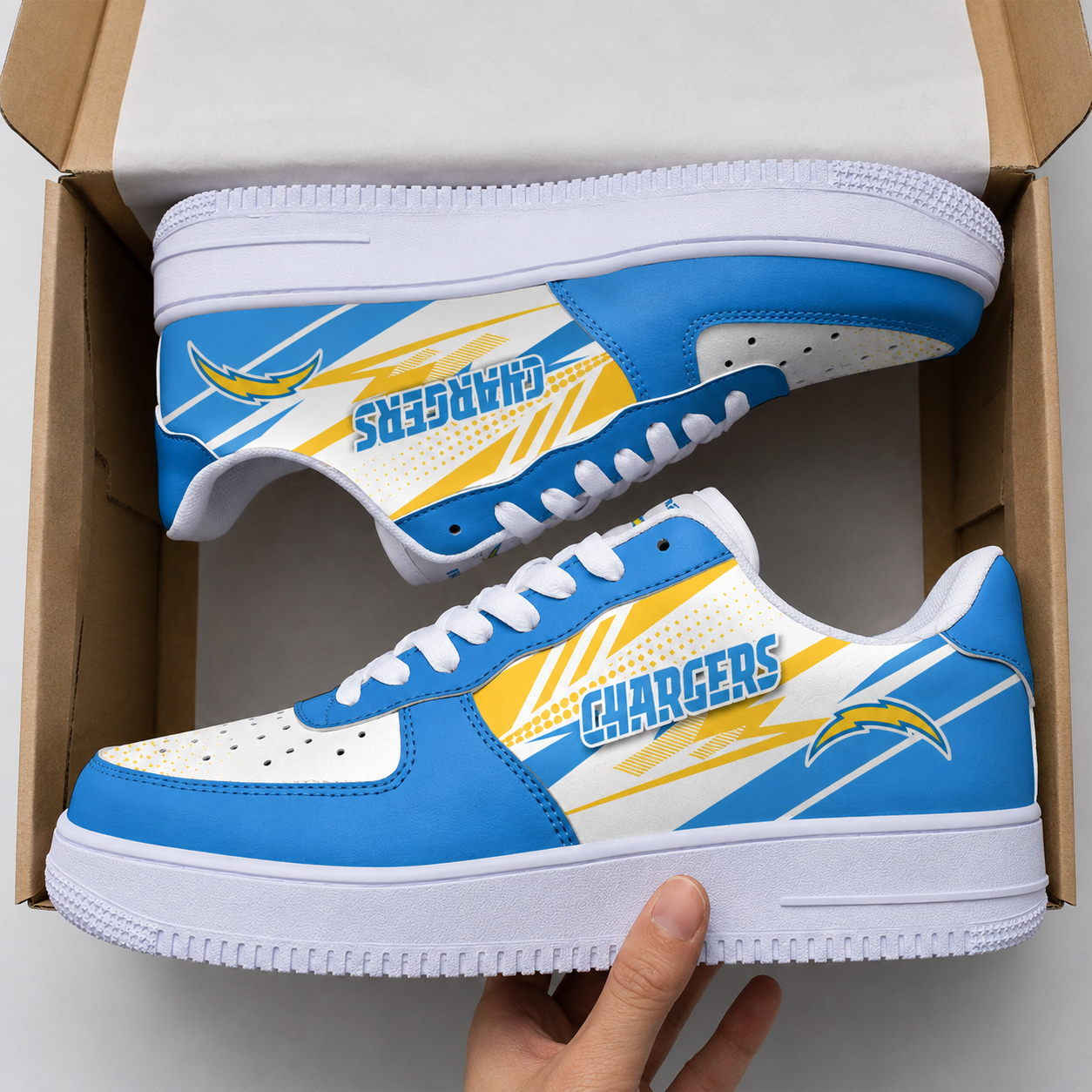 [SPECIAL OFFER] NEW CUSTOMIZED NFL09 LAC LOS ANGELES CHARGERS AF1 SNEAKERS