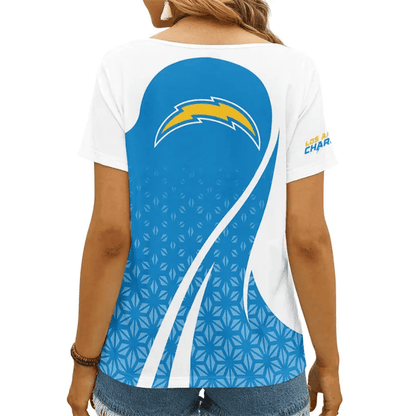[SPECIAL OFFER] NEW CUSTOMIZED NFL09 LAC LOS ANGELES CHARGERS V-NECK FEMALE SHIRT