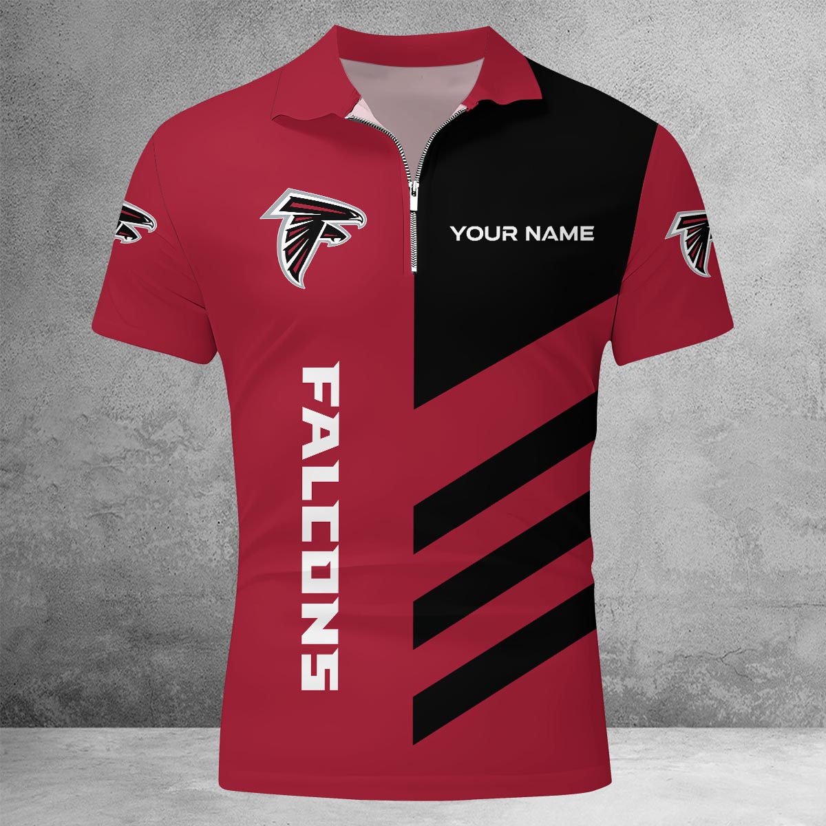 [SPECIAL OFFER] NEW CUSTOMIZED NFL18 ATF ATLANTA FALCONS ZIP POLO SHIRT