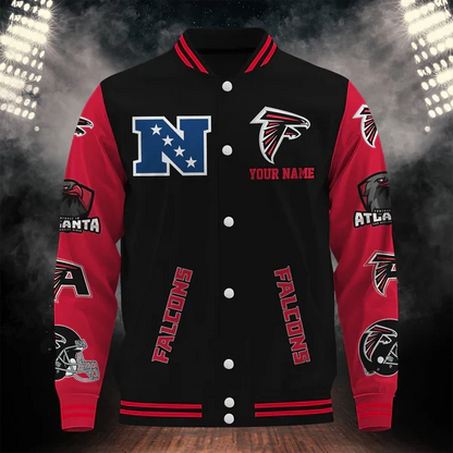 [SPECIAL OFFER] NEW CUSTOMIZED NFL18 ATF ATLANTA FALCONS BASEBALL JACKET