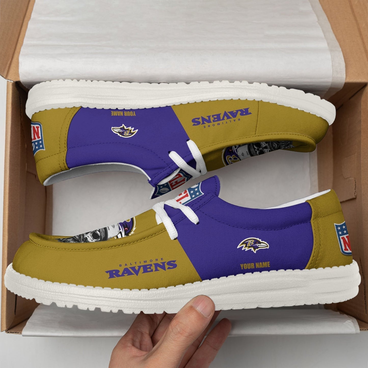 [SPECIAL OFFER] NEW CUSTOMIZED NFL28 BTR BALTIMORE RAVENS LOAFER SHOES