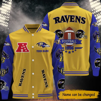 [SPECIAL OFFER] NEW CUSTOMIZED NFL28 BTR BALTIMORE RAVENS BASEBALL JACKET