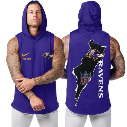 [SPECIAL OFFER] NEW CUSTOMIZED NFL28 BTR BALTIMORE RAVENS HOODED TANK TOP