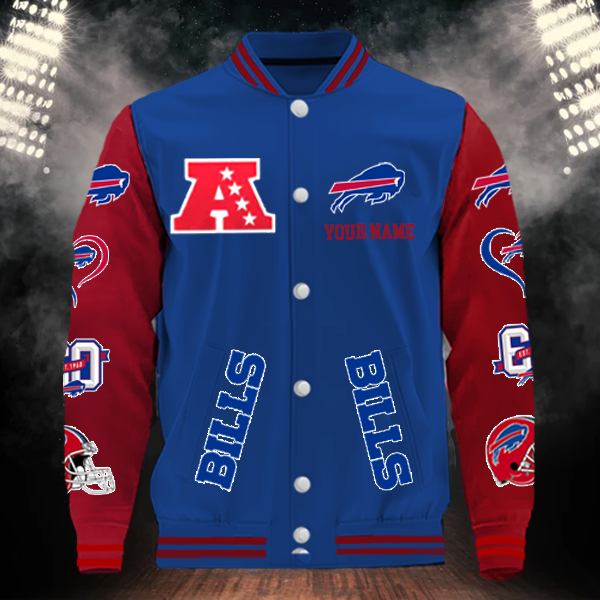 [SPECIAL OFFER] NEW CUSTOMIZED NFL03 BFB BUFFALO BILLS BASEBALL JACKET