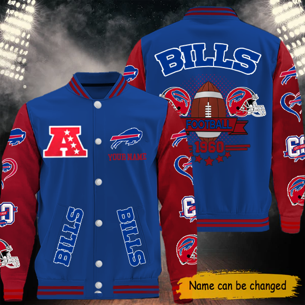 [SPECIAL OFFER] NEW CUSTOMIZED NFL03 BFB BUFFALO BILLS BASEBALL JACKET