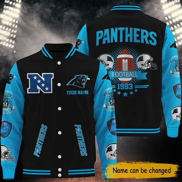 [SPECIAL OFFER] NEW CUSTOMIZED NFL23 CLP CAROLINA PANTHERS BASEBALL JACKET