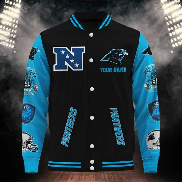 [SPECIAL OFFER] NEW CUSTOMIZED NFL23 CLP CAROLINA PANTHERS BASEBALL JACKET