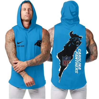 [SPECIAL OFFER] NEW CUSTOMIZED NFL23 CLP CAROLINA PANTHERS HOODED TANK TOP