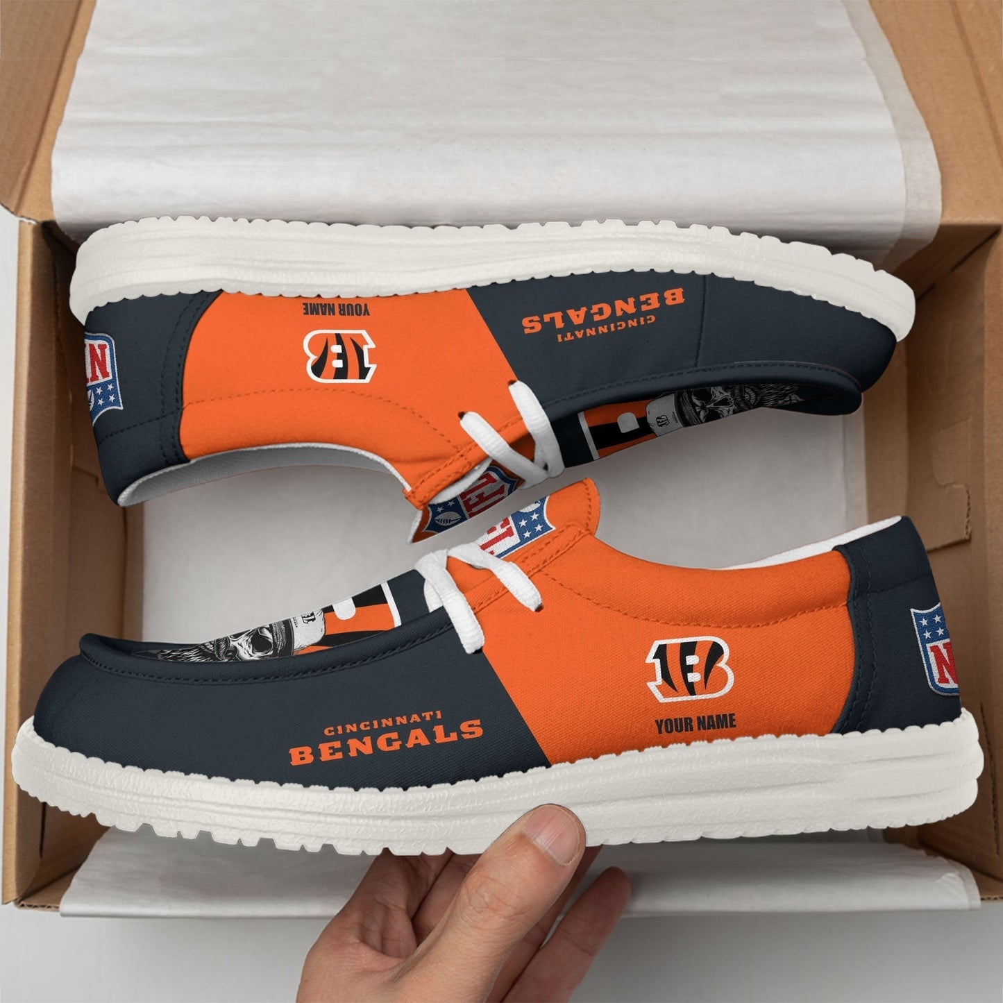[SPECIAL OFFER] NEW CUSTOMIZED NFL16 CCB CINCINNATI BENGALS LOAFER SHOES