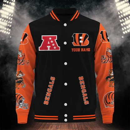 [SPECIAL OFFER] NEW CUSTOMIZED NFL16 CCB CINCINNATI BENGALS BASEBALL JACKET