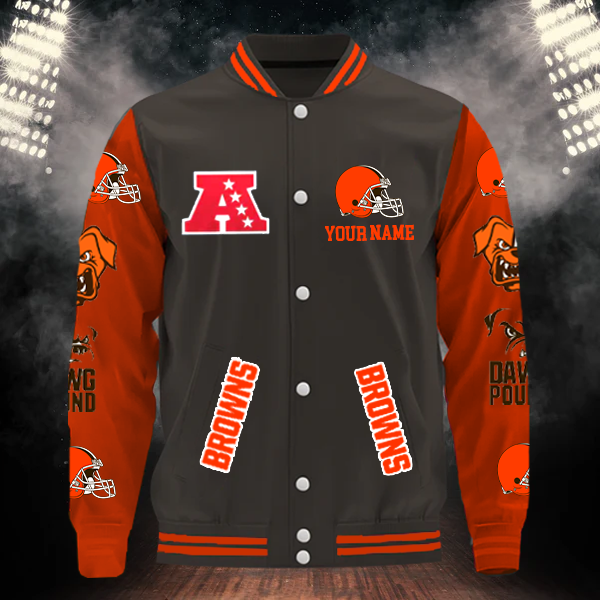 [SPECIAL OFFER] NEW CUSTOMIZED NFL29 CLB CLEVELAND BROWNS BASEBALL JACKET