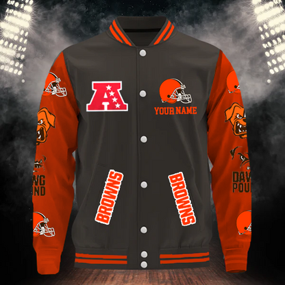 [SPECIAL OFFER] NEW CUSTOMIZED NFL29 CLB CLEVELAND BROWNS BASEBALL JACKET
