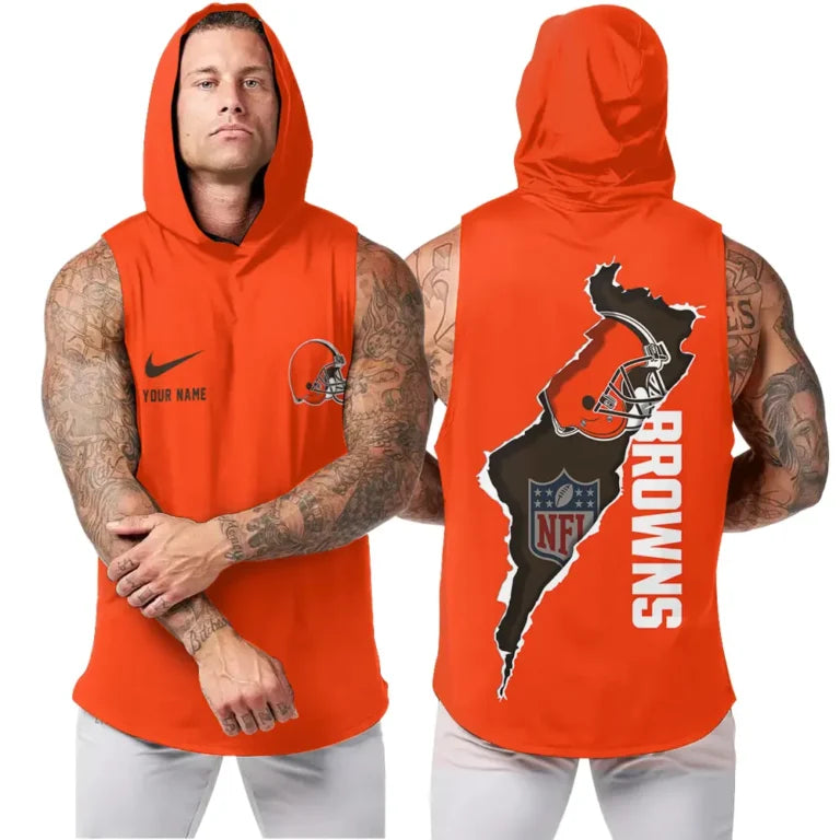 [SPECIAL OFFER] NEW CUSTOMIZED NFL29 CLB CLEVELAND BROWNS HOODED TANK TOP