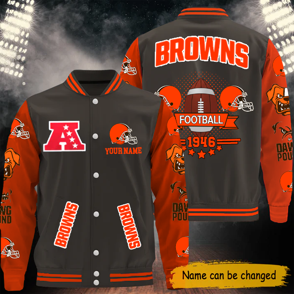 [SPECIAL OFFER] NEW CUSTOMIZED NFL29 CLB CLEVELAND BROWNS BASEBALL JACKET