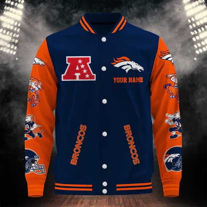 [SPECIAL OFFER] NEW CUSTOMIZED NFL13 DVB DENVER BRONCOS BASEBALL JACKET