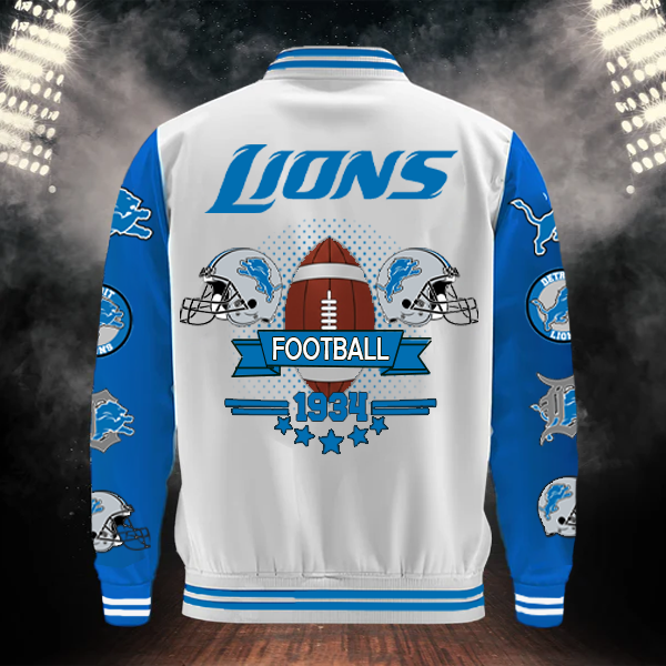 [SPECIAL OFFER] NEW CUSTOMIZED NFL04 DTL DETROIT LIONS BASEBALL JACKET
