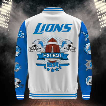 [SPECIAL OFFER] NEW CUSTOMIZED NFL04 DTL DETROIT LIONS BASEBALL JACKET