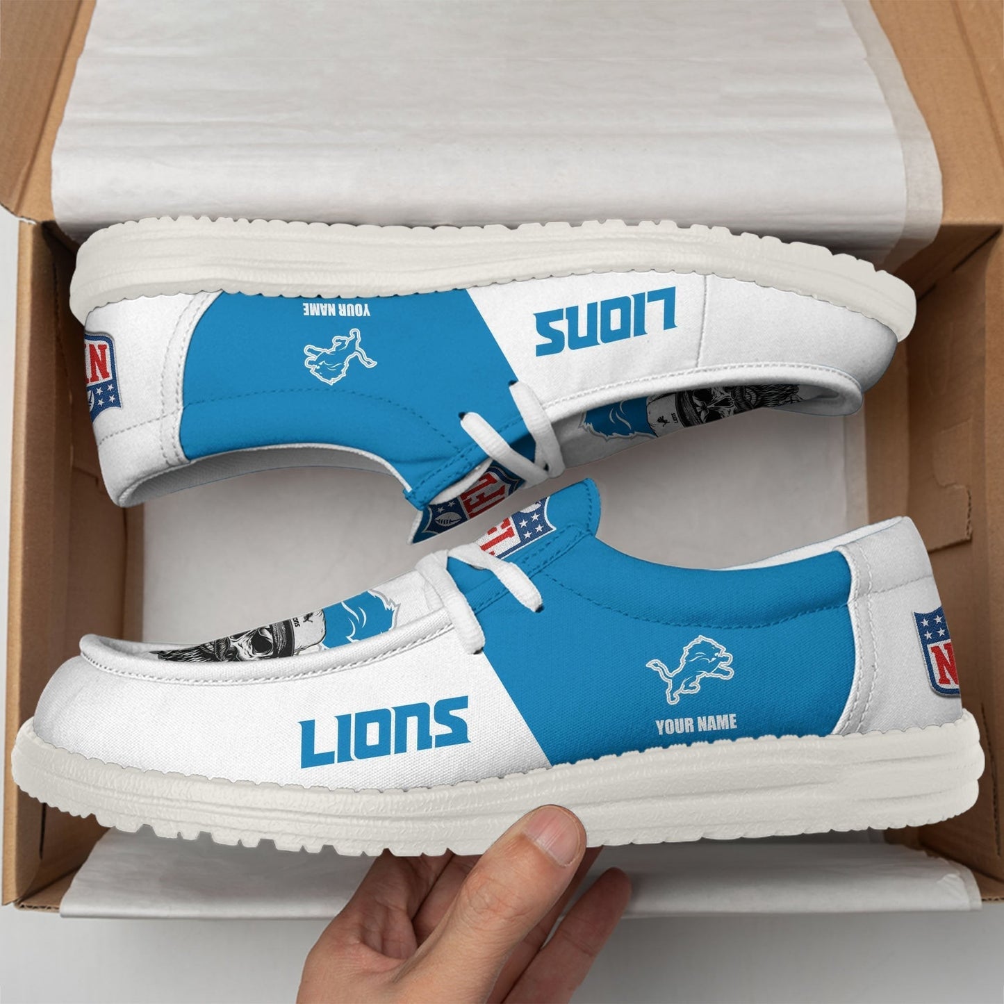 [SPECIAL OFFER] NEW CUSTOMIZED NFL04 DTL DETROIT LIONS LOAFER SHOES