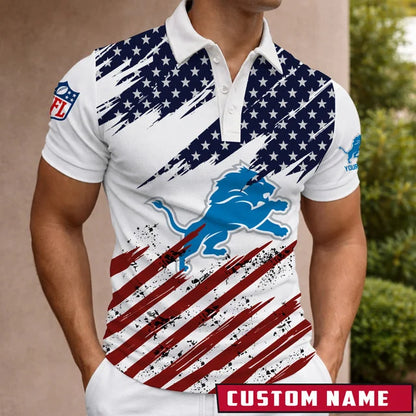 [SPECIAL OFFER] NEW CUSTOMIZED NFL04 DTL DETROIT LIONS POLO SHIRT
