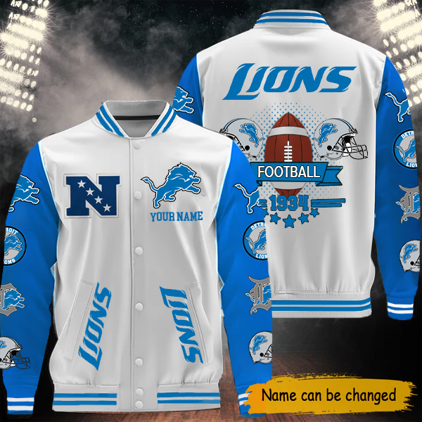 [SPECIAL OFFER] NEW CUSTOMIZED NFL04 DTL DETROIT LIONS BASEBALL JACKET