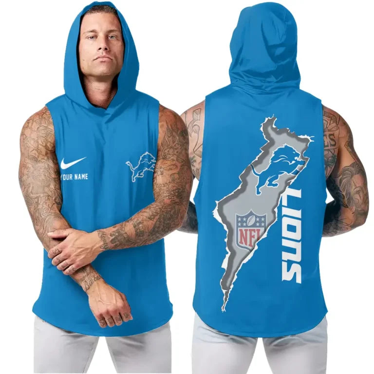 [SPECIAL OFFER] NEW CUSTOMIZED NFL04 DTL DETROIT LIONS HOODED TANK TOP