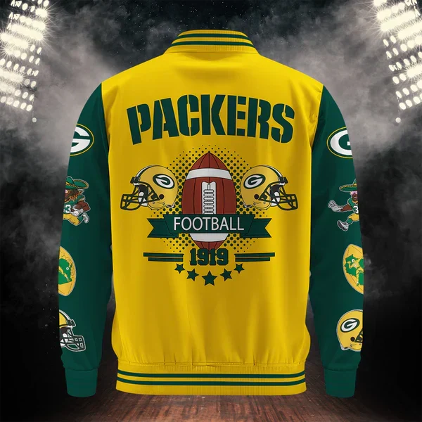 [SPECIAL OFFER] NEW CUSTOMIZED NFL08 GBP GREEN BAY PACKERS BASEBALL JACKET