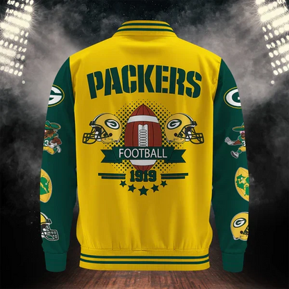 [SPECIAL OFFER] NEW CUSTOMIZED NFL08 GBP GREEN BAY PACKERS BASEBALL JACKET