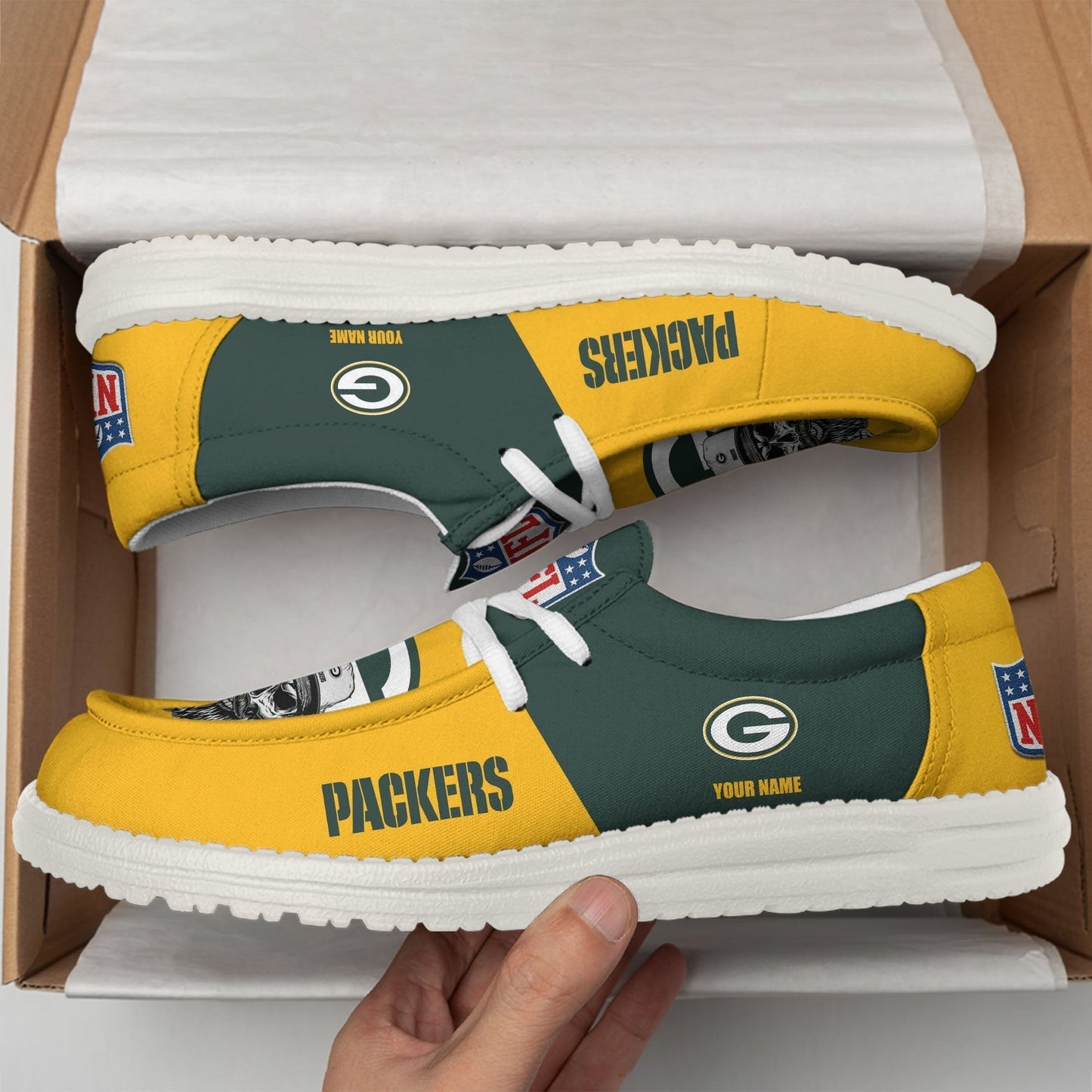 [SPECIAL OFFER] NEW CUSTOMIZED NFL08 GBP GREEN BAY PACKERS LOAFER SHOES
